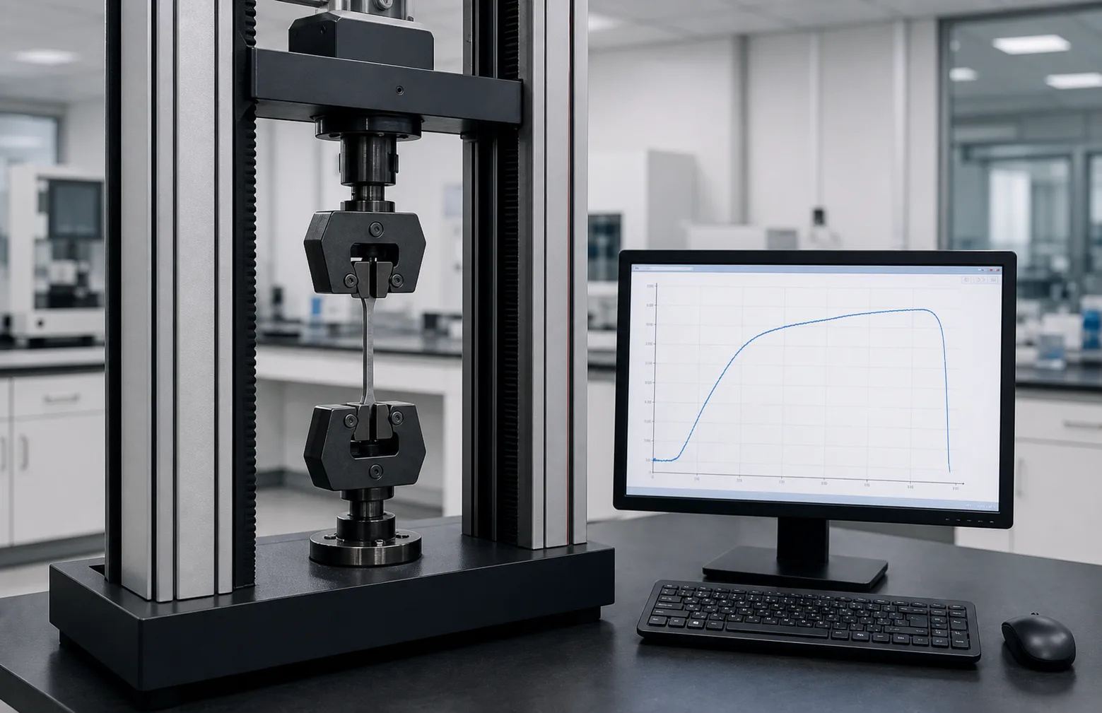 Tensile tester with test graph monitor